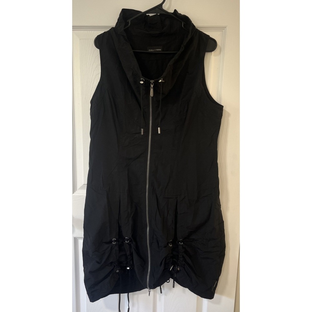 Vintage Carla Du Nord Lagenlook Zip Up Dress Black Sleeveless Womens US 10 EU 42 - Picture 1 of 11